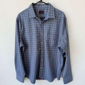 UNTUCKit Shirt Mens Woodson Long Sleeve Button Up Blue Plaid Slim Fit size XL